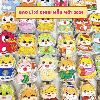 Bao lì xì chibi hoạt hình tết giáp thìn 2024 con rồng đẹp bao lì xì 2024 - nhà mỡ mỡ
