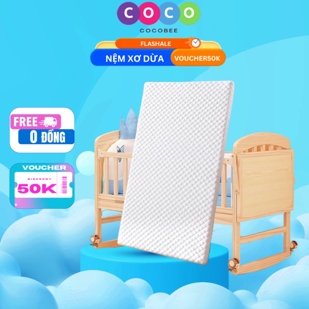 Nệm xơ dừa cho bé nằm nôi cũi COCOBEE - 100% xơ dừa tự nhiên - Thoáng mát