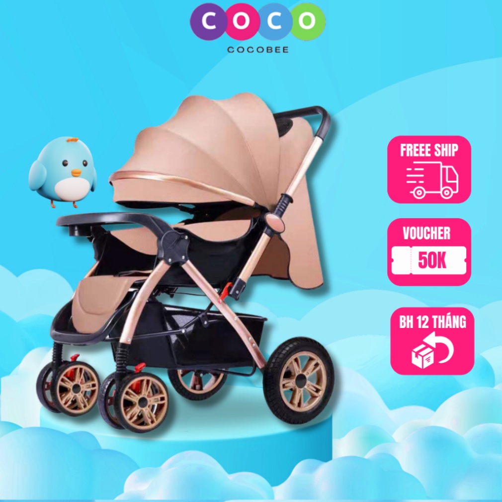 Xe đẩy gấp gọn đẩy 2 chiều cho bé COCOBEE cao cấp gấp gọn đa tính năng cho bé - Bảo hành 3 năm