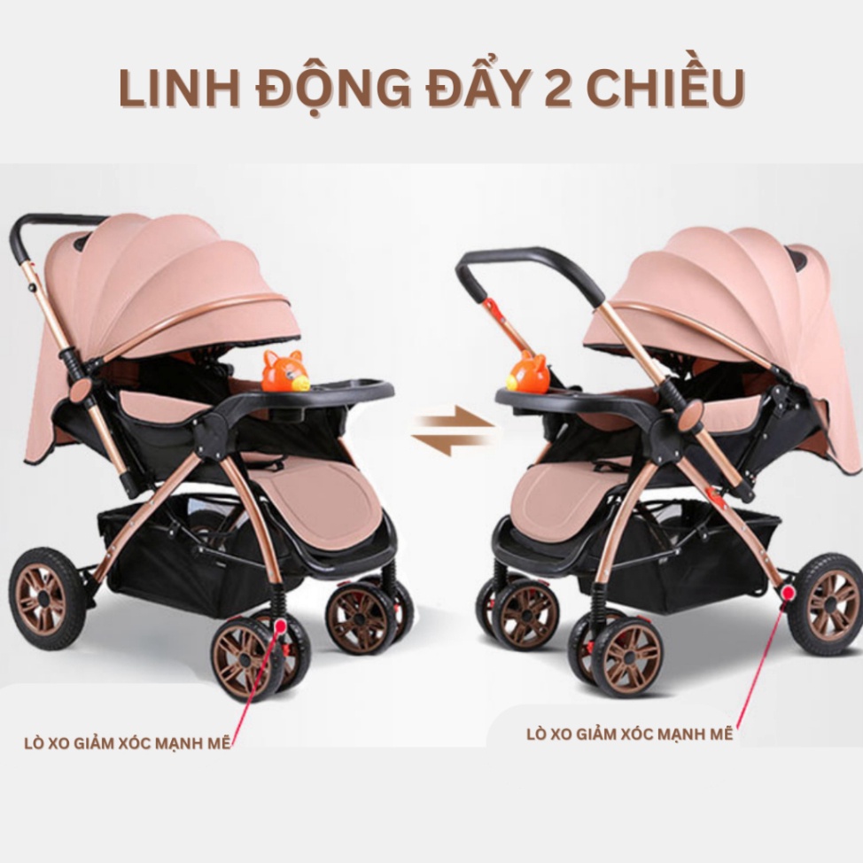 Xe đẩy gấp gọn đẩy 2 chiều cho bé COCOBEE cao cấp gấp gọn đa tính năng cho bé - Bảo hành 3 năm