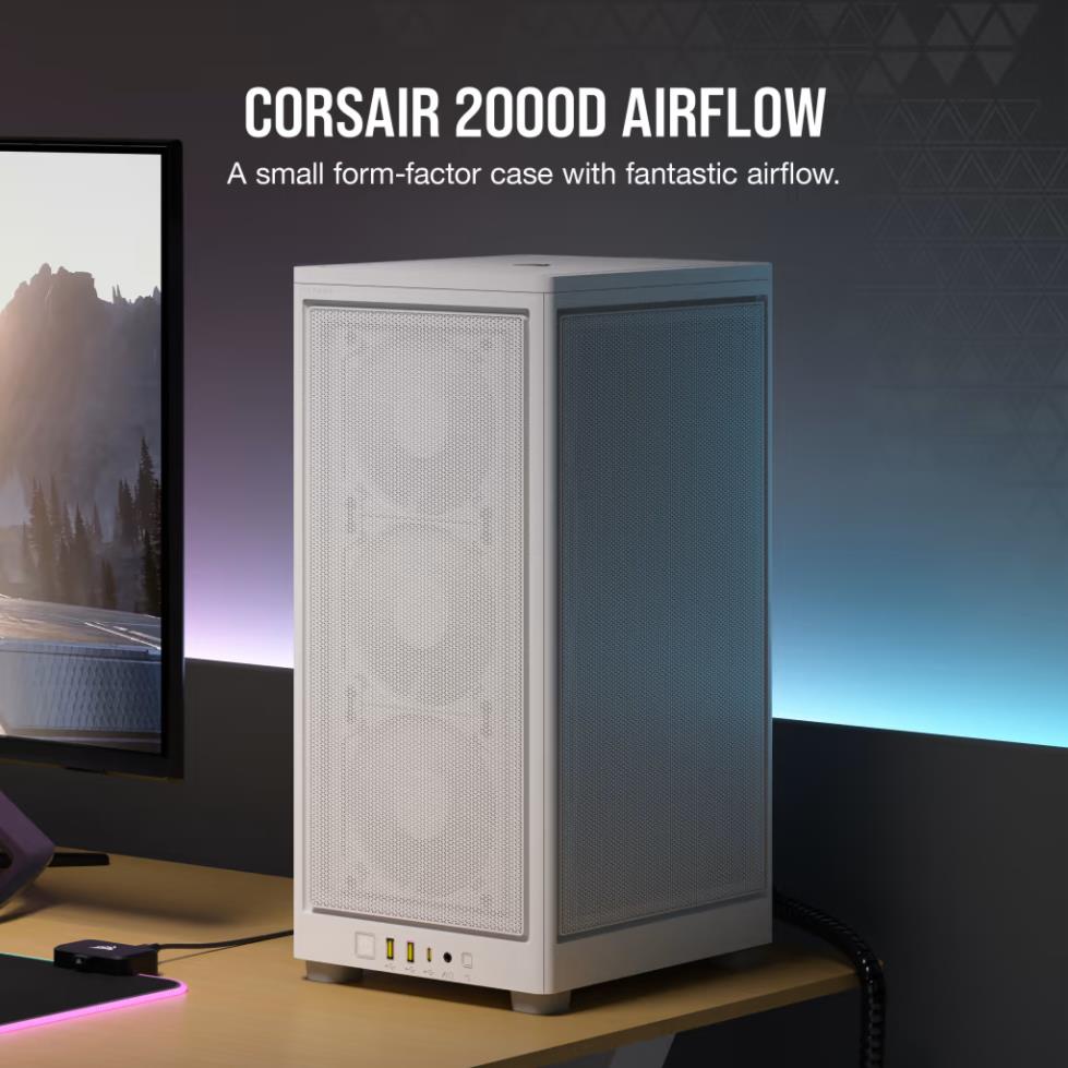 Vỏ case máy tính CORSAIR 2000D AIRFLOW Mini-ITX White
