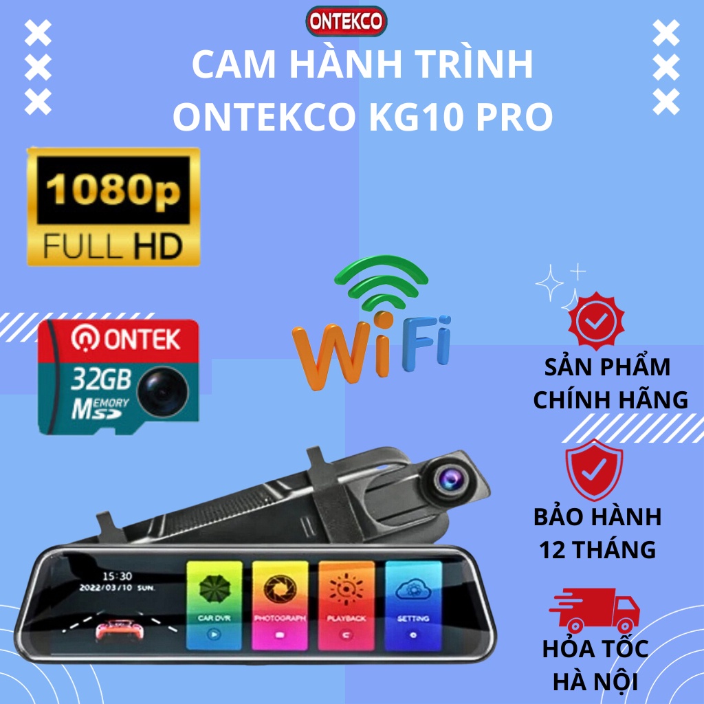 Camera hành trình KG10 PRO ONTEKCO wifi,Full HD1080P,ghi hình trước sau - Bảo hành 12 tháng