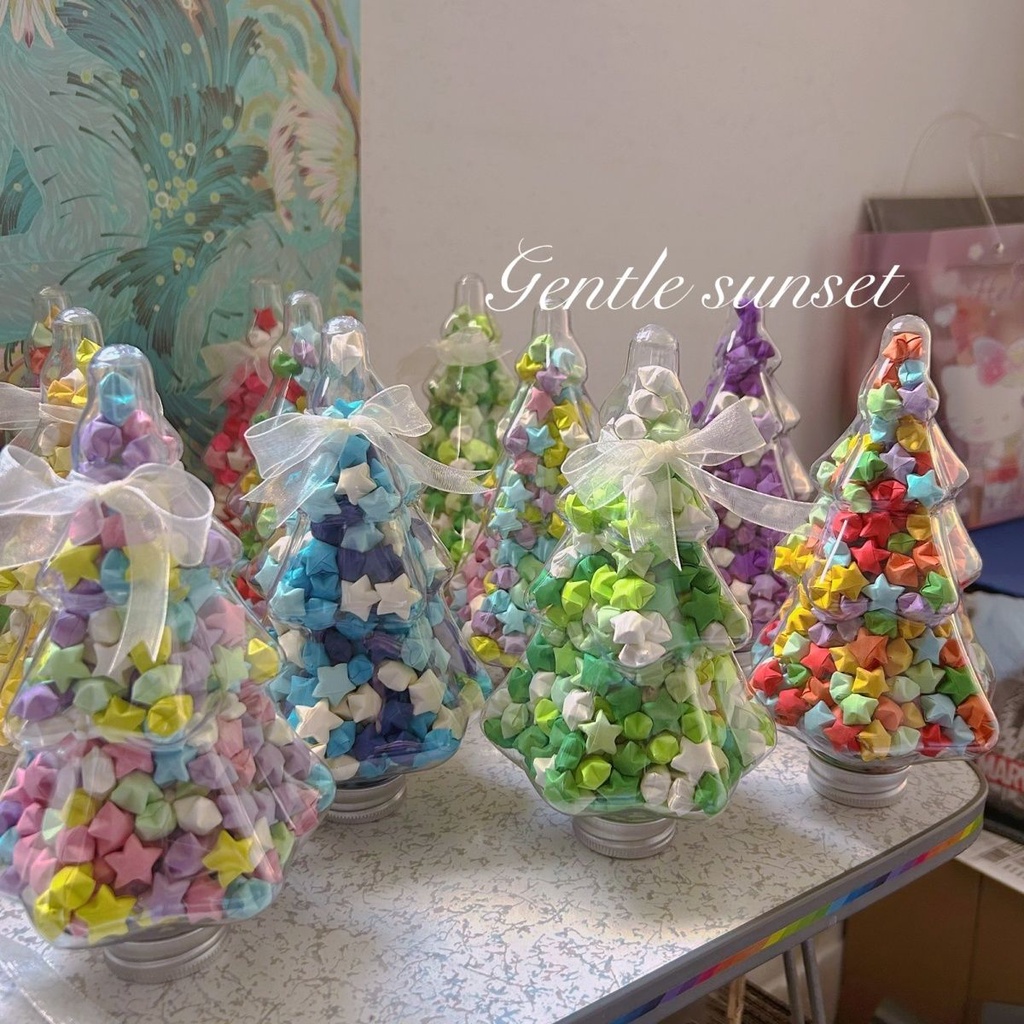 Lọ Hoa Ngôi Sao origami Màu gradient Phong Cách Giáng Sinh Giống Cây Thông Ngôi Sao origami Ngôi Sao May Mắn h