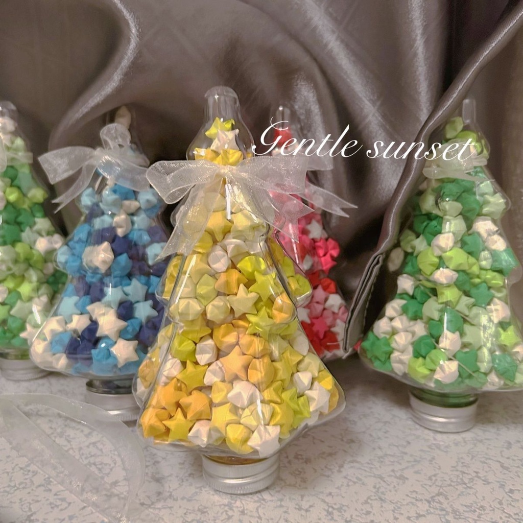Lọ Hoa Ngôi Sao origami Màu gradient Phong Cách Giáng Sinh Giống Cây Thông Ngôi Sao origami Ngôi Sao May Mắn h