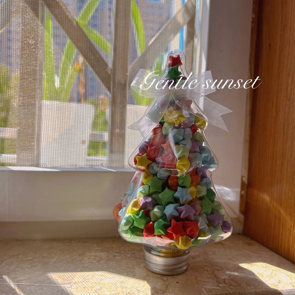 Lọ Hoa Ngôi Sao origami Màu gradient Phong Cách Giáng Sinh Giống Cây Thông Ngôi Sao origami Ngôi Sao May Mắn h