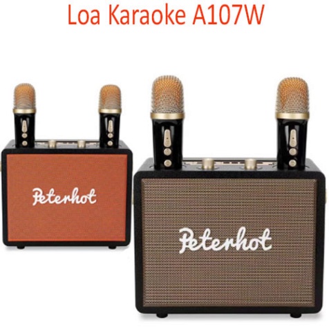 Loa karaoke bluetooth peterhot A107W phiên bản mới độc đáo 2023,loa karaoke không dây âm thanh đỉnh tặng kèm 2 mic có BH