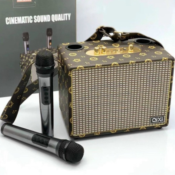Loa Bluetooth Karaoke Qixi SK-2039 phiên bản mới cực chất lượng,loa không dây tặng kèm 2 mic âm thanh bass chất có BH