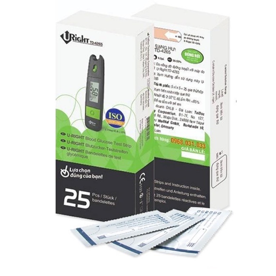 Máy đo đường huyết Uright TD-4265 tặng kèm 25 que thử đường huyết