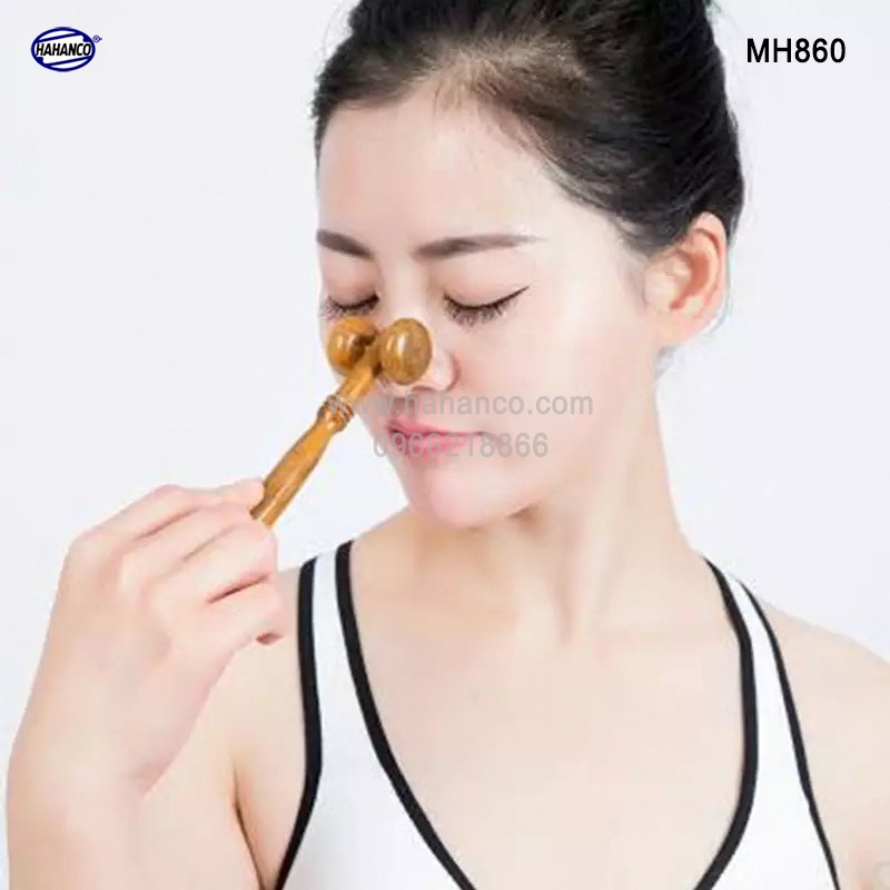 Cây Lăn Mát xa Mặt Mũi Bằng Gỗ thơm - kích thích các huyệt đạo Để Phòng & Trị Bệnh  HAHANCO