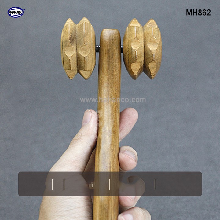 Cây lăn massage toàn thân 2 bánh gai đôi đa năng bằng gỗ thơm chăm sóc sức khỏe /HAHANCO