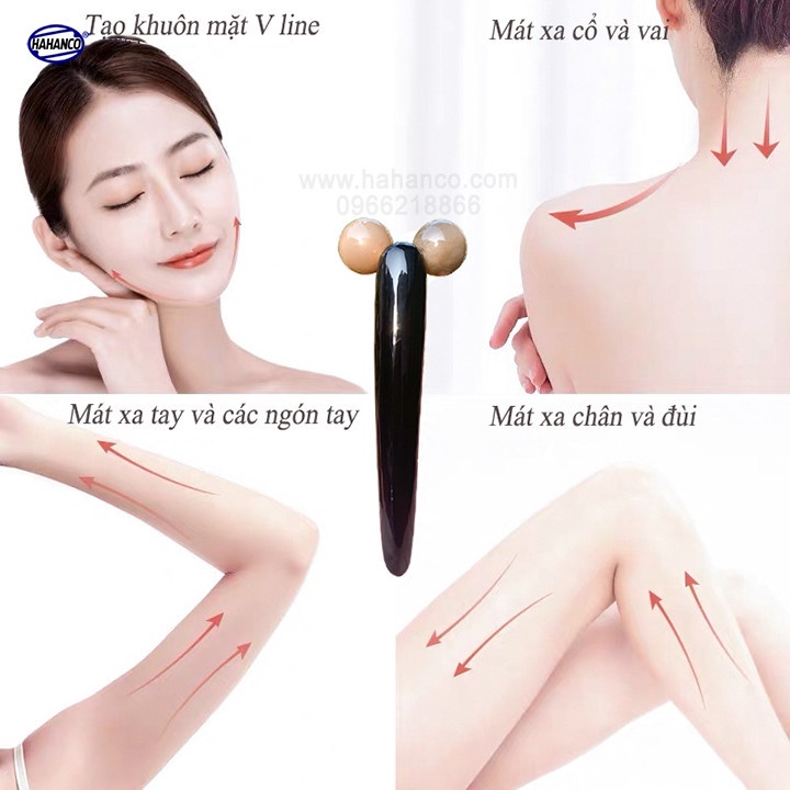 Cây lăn massage 3D nâng cơ mặt và body bằng sừng không tĩnh điện -  HAHANCO MH826