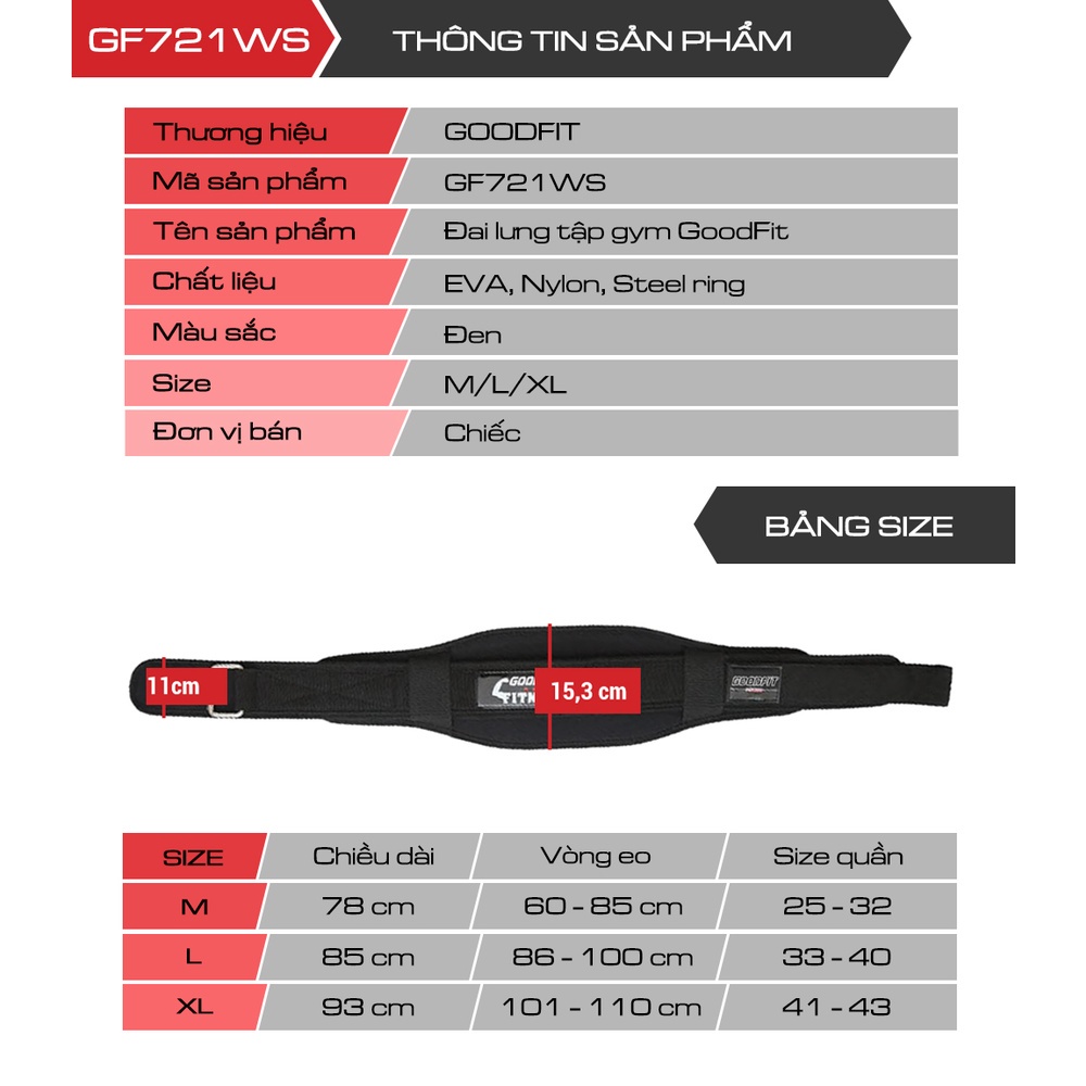 Đai lưng tập gym GoodFit GF721WS