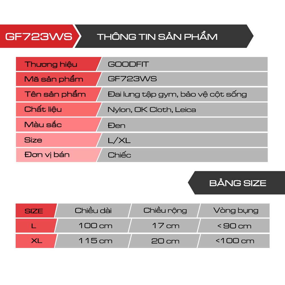 Đai lưng cột sống, tập Gym GoodFit GF723WS