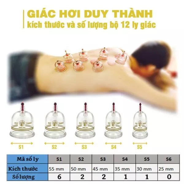 Bộ 12 ly giác hơi không dùng lửa YGH04  Duy thành