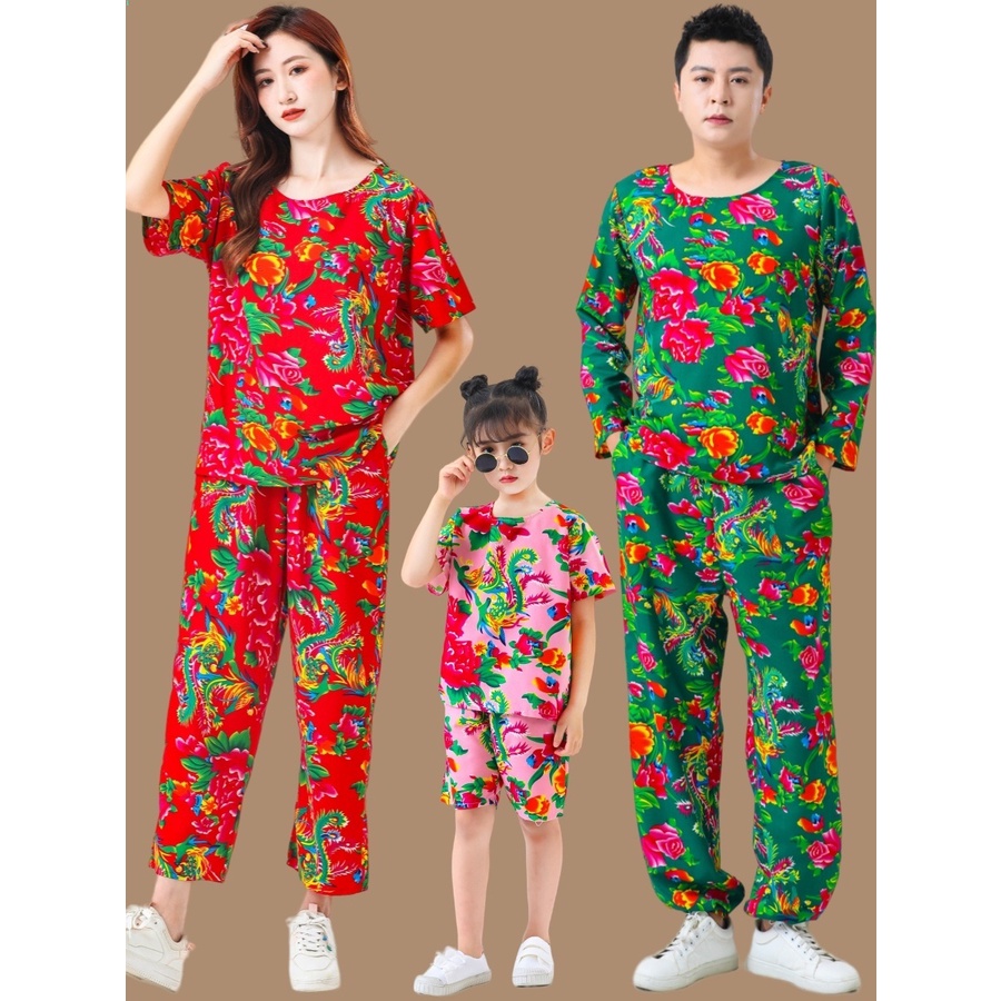 Northeast Bộ Đồ Ngắn Tay In Hoa Lớn Phong Cách hip hop Thời Trang Mùa Hè Cho Phù Dâu / Tiệc Tùng