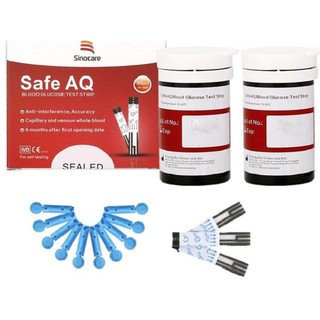 (đỏ) Que Thử Đường Huyết Sinocare Safe AQ Smart 50 Que Thử + 50 Kim Chích Máu