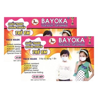 Bộ 2 hộp khẩu trang y tế trẻ em Bayoka ( Hộp 10 cái)