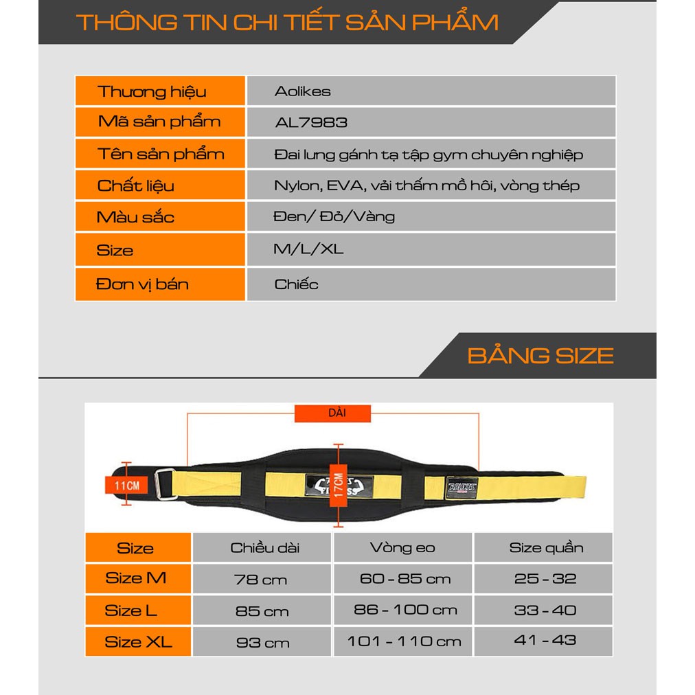 Đai nịt bụng tập Gym Aolikes HY7983