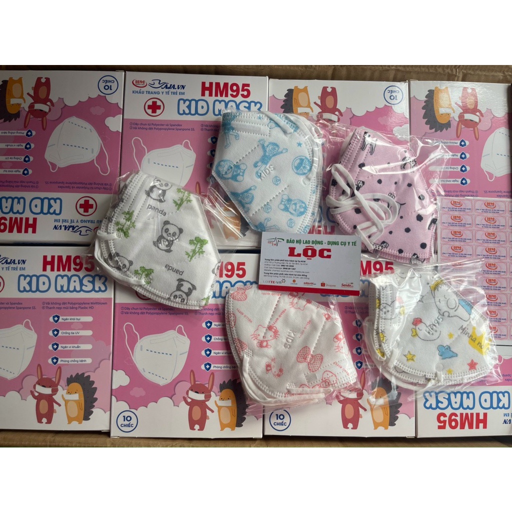 Hộp 10 cái khẩu trang em bé, trẻ em 5D Mask Kids Lily hoặc KF94 trẻ em Hàn Quốc - KN95 trẻ em  - Màu ngẫu nhiên