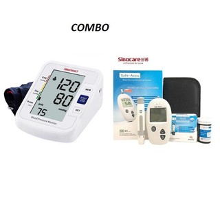 ( Quà tặng sức khỏe ) Combo máy đo huyết áp Sinoheart và máy đường Sinocare ( kèm 25que kim)