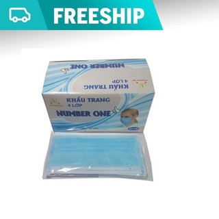 Hộp 50 cái Khẩu trang y tế 4 lớp  - Number one ( Màu xanh )