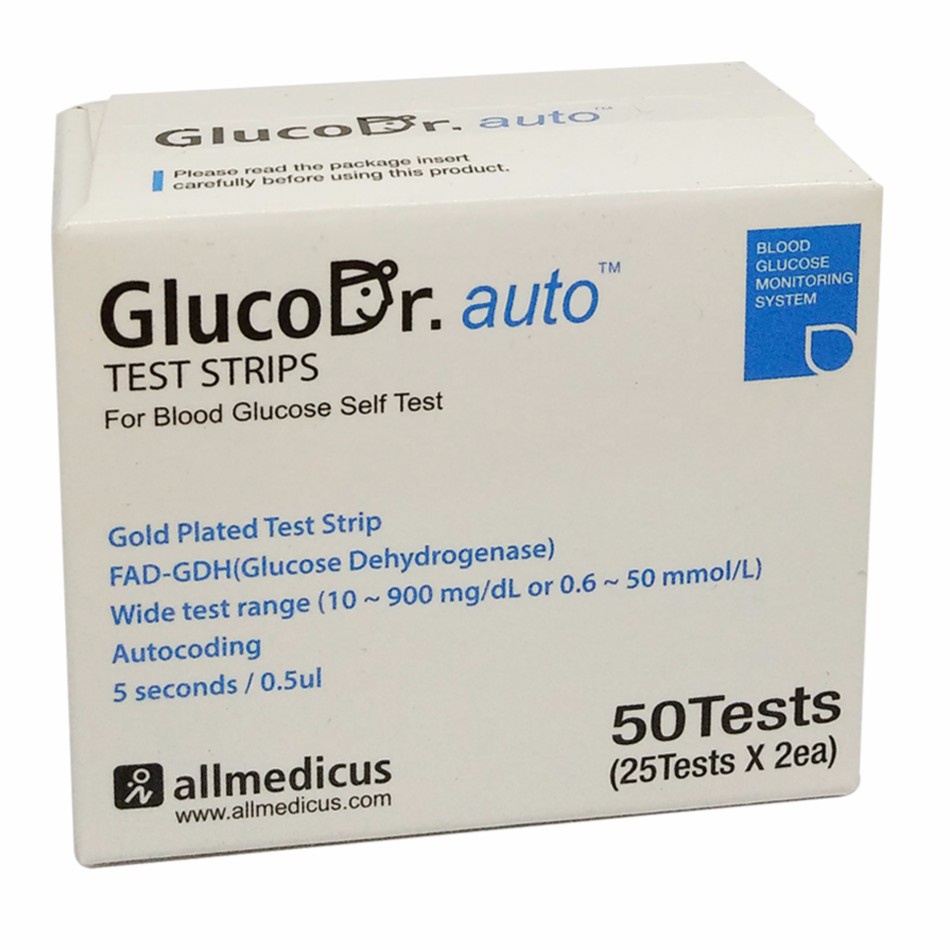 Hộp 50 que thử đường huyết Gluco Dr