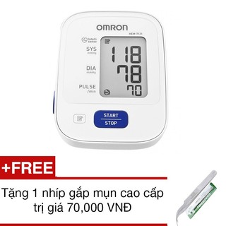 Máy đo huyết áp bắp tay Omron HEM-7121 (Trắng)+Tặng 1 nhíp gắp mụn cao cấp
