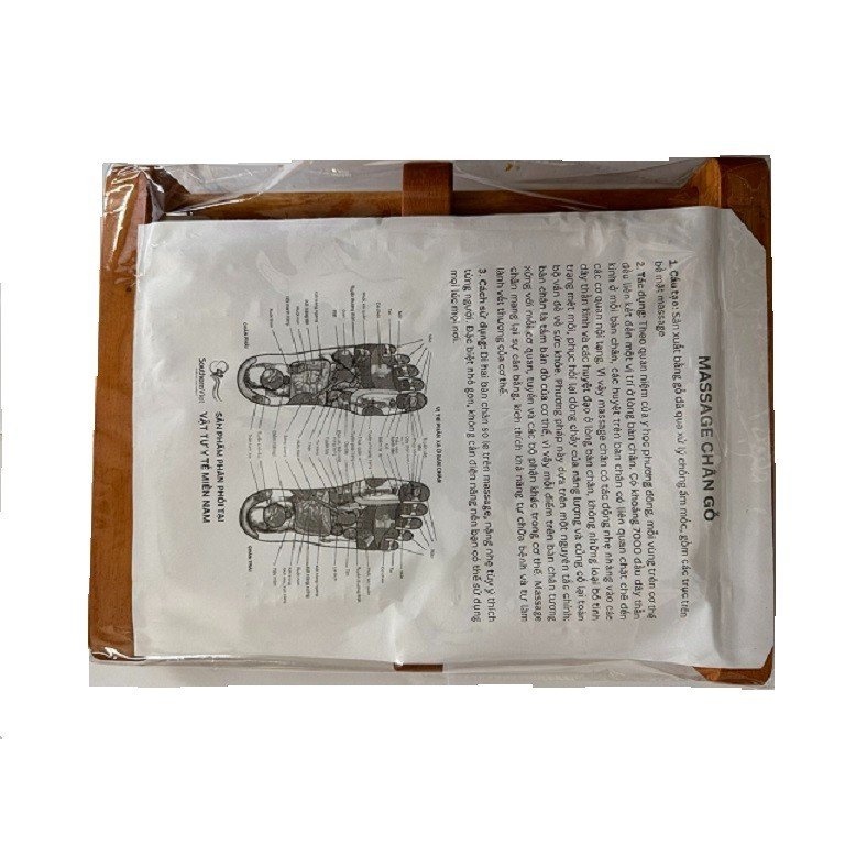 Bàn lăn chân gỗ Massage 6 hàng gỗ cao su tự nhiên, matxa huyệt đạo