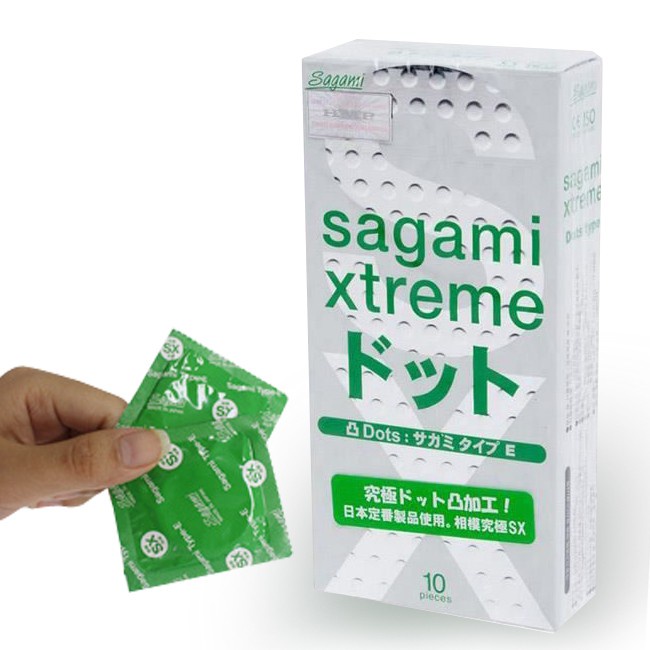 Hộp 10 bao cao su có gai Nhật Bản Sagami Extreme White