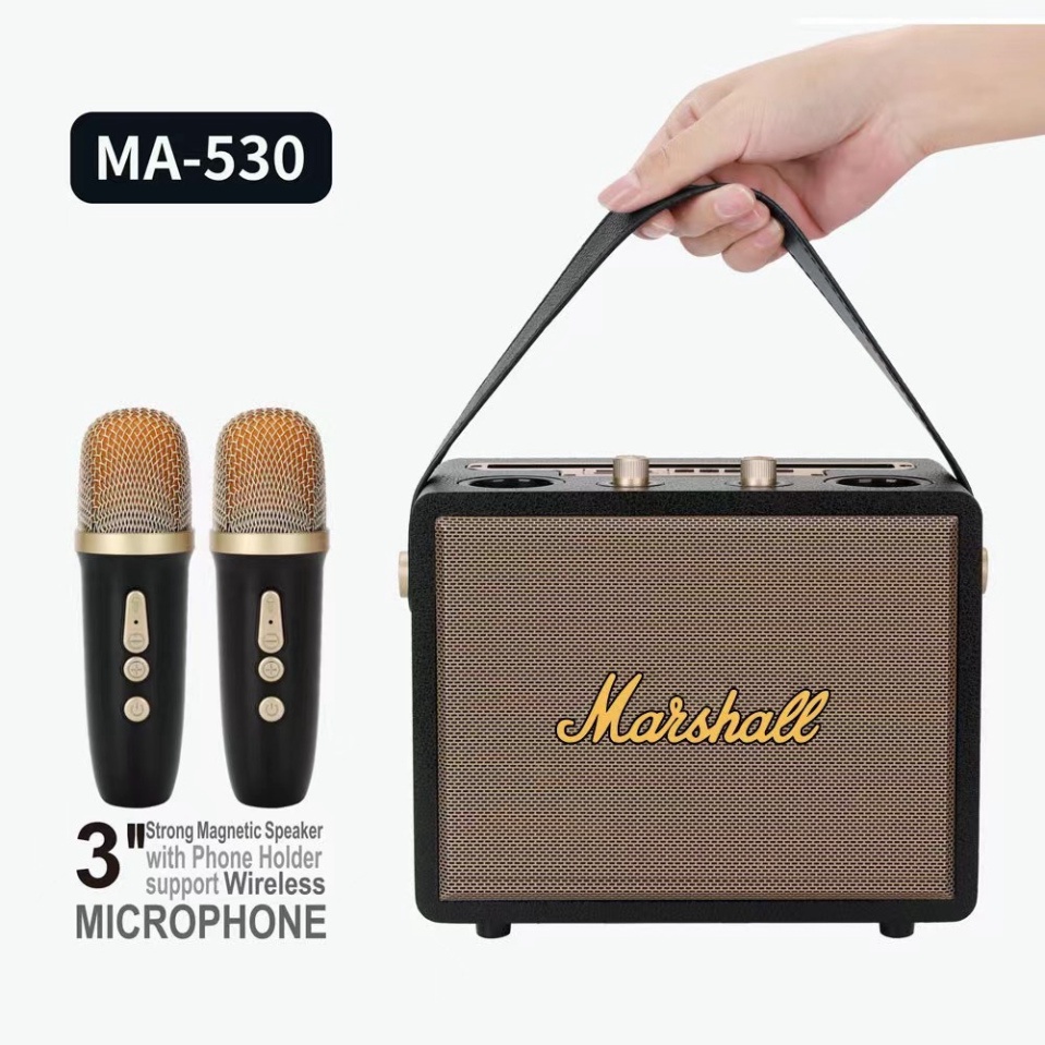 Loa Karaoke Bluetooth Marshall MA-530 tặng kèm 2 mic,loa không dây hát karaoke cực hay âm bass chuẩn có chế độ bảo hành