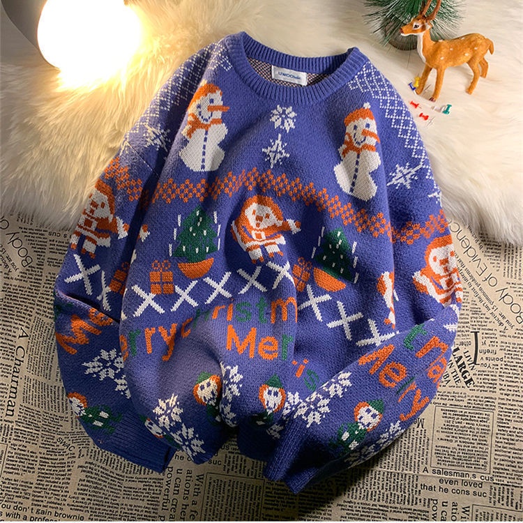 Áo Khoác Sweater Thu Đông Phong Cách Giáng Sinh Năm Mới Màu Đỏ Cho Nam Nữ