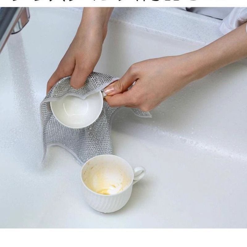 Khăn Lau Chén Dĩa Hai Mặt Bằng Thép Không Dầu Dễ Tẩy Rửa Phong Cách Nhật Bản