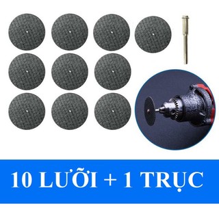 10 đá cắt sắt mini + 1 trục giữ