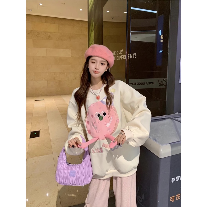 Áo Sweater Tay Dài Thêu Họa Tiết Hoạt Hình Thời Trang Mùa Thu 2023 Cho Nữ