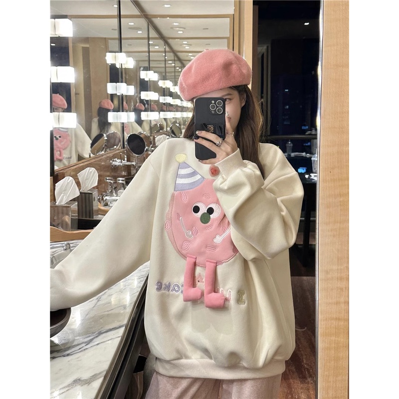 Áo Sweater Tay Dài Thêu Họa Tiết Hoạt Hình Thời Trang Mùa Thu 2023 Cho Nữ