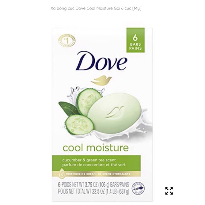 Xà bông cục dưỡng ẩm Dove Cool Moisture Gói 6 cục