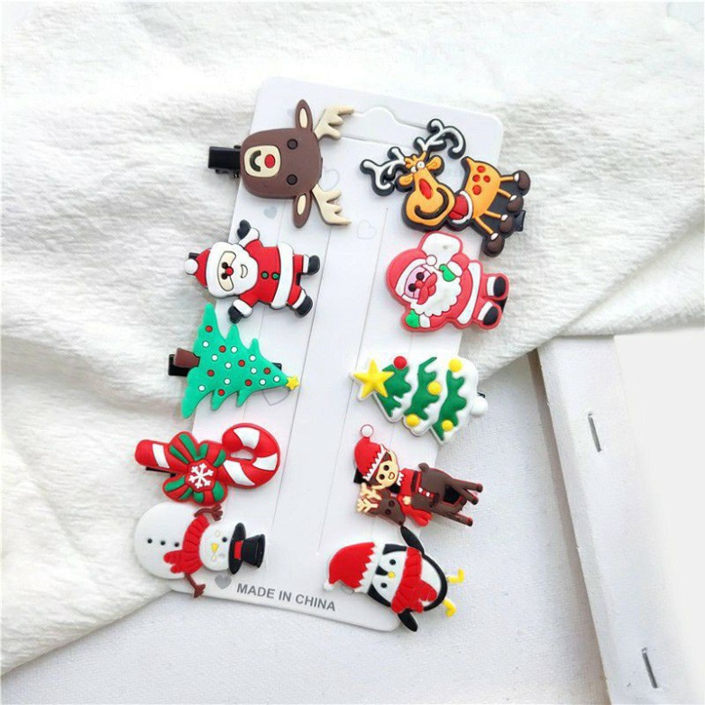 Set 10 kẹp tóc ông già noen cho bé phong cách hàn quốc🍀FREESHIP🍀Set Kẹp Tóc Nhiều Hình Kute Cho Bé Gái Dễ Thương