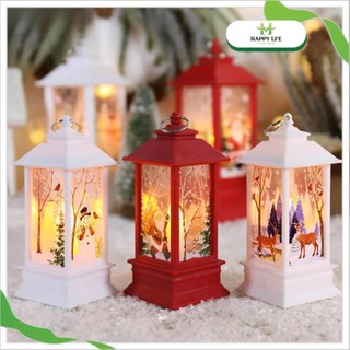 Đèn trang trí Noel, đèn decor Noel, đèn để bàn trang trí giáng sinh hình ông già Noel mini có quai treo - Happy Life 4U