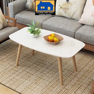  Bàn trà sofa chữ nhật chân gỗ tự nhiên nhiều màu sắc Bàn cafe decor trang trí bo góc cạnh mềm mại 