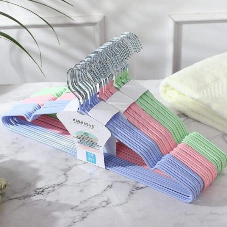 Set 10 Móc treo quần áo nhôm bọc nhựa Người lớn / Trẻ em Fashinrandy