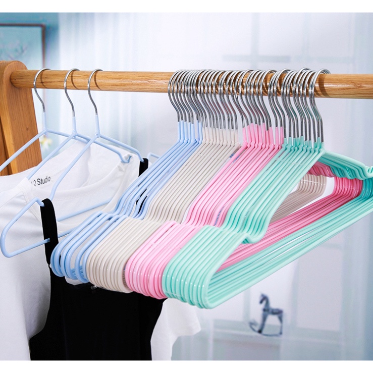 Set 10 Móc treo quần áo nhôm bọc nhựa Người lớn / Trẻ em Fashinrandy