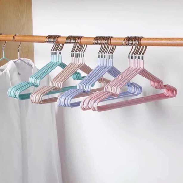 Set 10 Móc treo quần áo nhôm bọc nhựa Người lớn / Trẻ em Fashinrandy