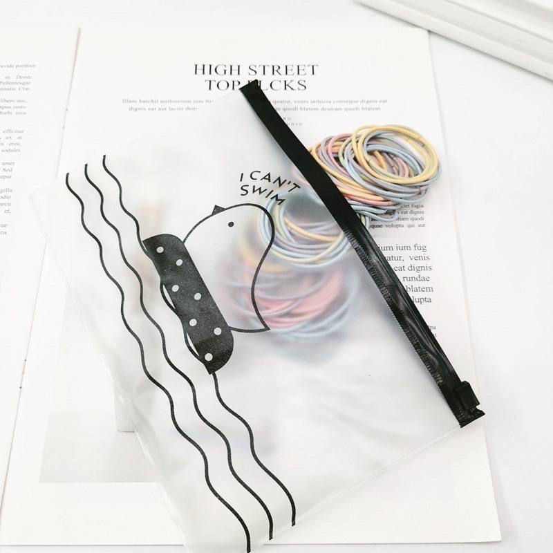 Set 100 Dây Chun Buộc Tóc Trơn Dựng Túi Zip Mix Màu