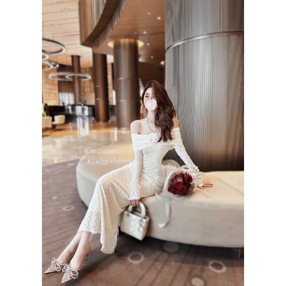 Body ren hoa bẹt vai tay dài