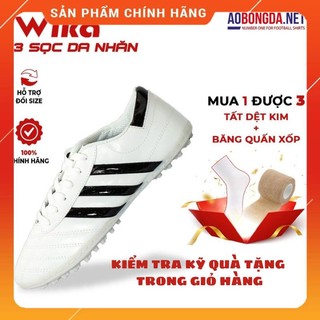 Giày đá bóng 3 sọc wika nam nữ, giày ba sọc bóng đá chính hãng phù hợp với sân cỏ nhân tạo