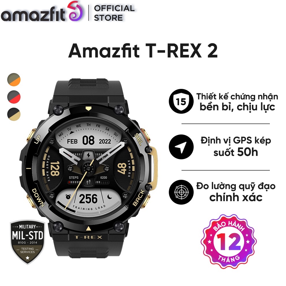 Đồng Hồ Đeo Tay Thông Minh Amazfit T-Rex 2 - Hàng Quốc Tế - Bảo Hành 12 Tháng