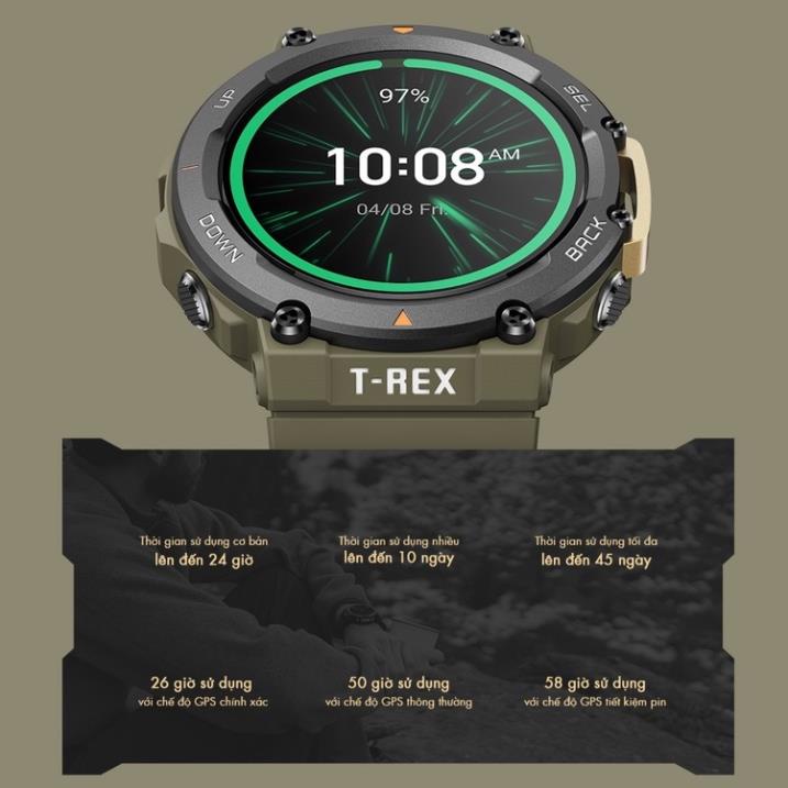 Đồng Hồ Đeo Tay Thông Minh Amazfit T-Rex 2 - Hàng Quốc Tế - Bảo Hành 12 Tháng