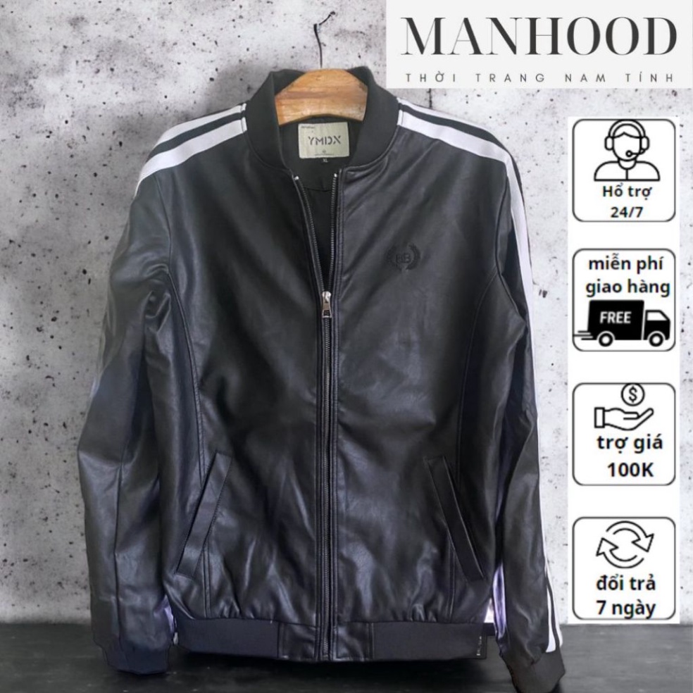 Áo khoác da cao cấp nam, áo da cổ bambo man cao cấp AKD003633