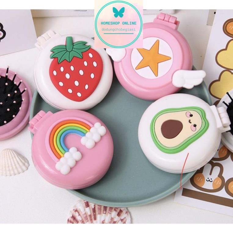 Bộ gương lược mini bỏ túi siêu cute