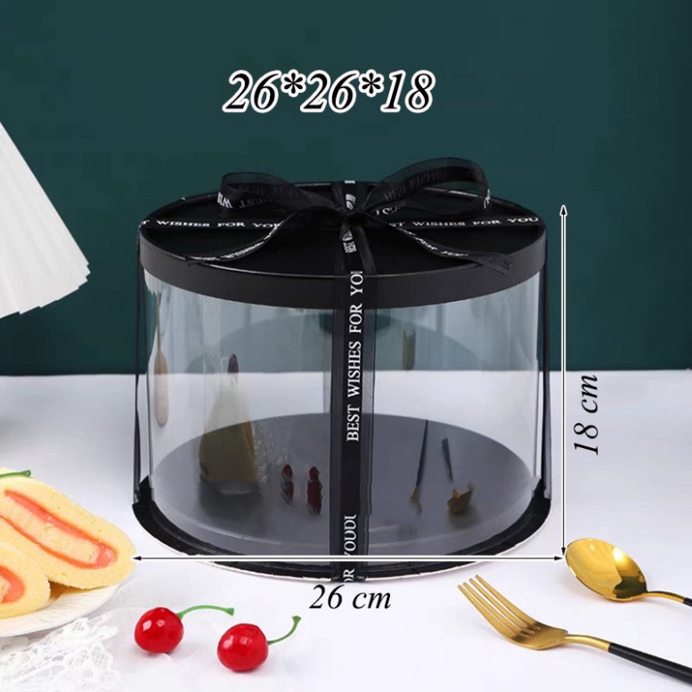 Hộp Tròn Mica Tròng Có Nắp Và Đế Đựng Bánh Kem, Bánh Gato, Quà Tặng 6-8-10 inch